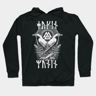 Odin Raven Valknut Norse Pagan Viking Huginn Muninn Runes Hoodie